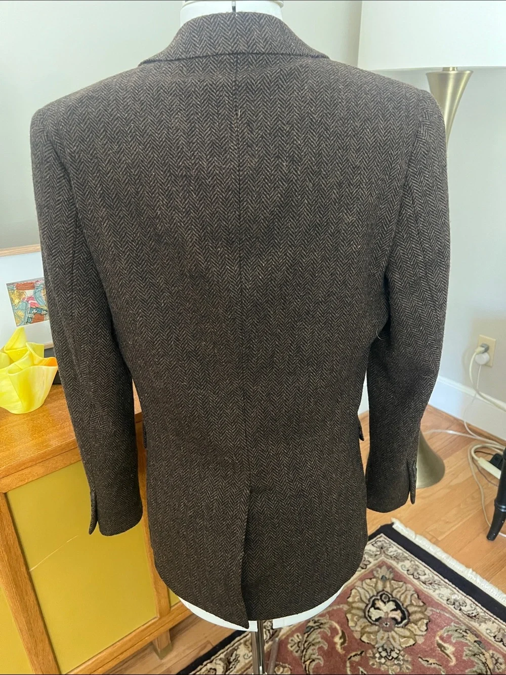 Tailored Brown Herringbone Wool Blazer - Men's Classic Suit Jacket
